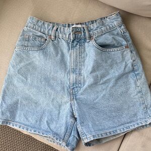 Zara Light Blue Denim Mom Shorts